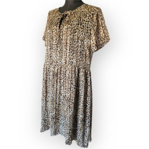 KAFFE Leopard Print Chiffon Dress NWT Sz XL - Picture 4 of 13
